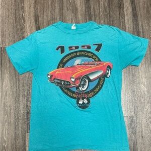 Vintage 1957 Chevrolet Classic Shirt – Men’s Blue Teal Classic Chevy Cars